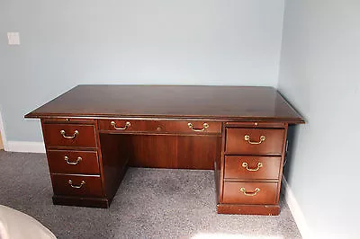 Vintage Quality X-Large Wood Executive Double Pedestal Desk 73 X36  Home Office • $299.99