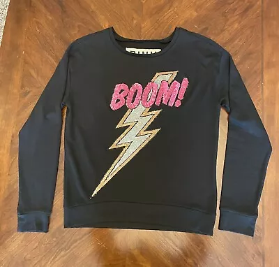  Pink Victoria's Secret Xs Black Long Sleeve With Sequin Boom And Lightning Bolt • $23