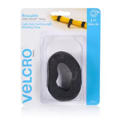 VELCRO ONE-WRAP Reusable Strap Black 25mmX2m 25572 • $28.40