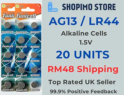 20 X AG13 V13GA G13A 303 L1154 A76 357 1.5V Alkaline Button Cells Batteries RM48 • £4.49