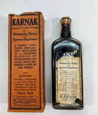 Vintage Medicine Bottle - Karnak Stomach Tonic Atlanta Georgia Label & Contents • $13.50