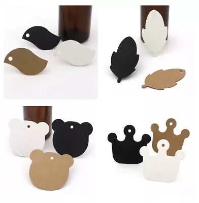 £3.45 • Buy NEW Kraft Paper BLANK Gift Hang Tags Labels LEAF, BEAR HEAD, WAVE,CROWN Shape   