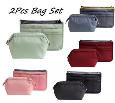 2Pcs Women Organiser Handbag Travel Bag Insert Liner Purse Large Tidy Pouch Tote • £7.19