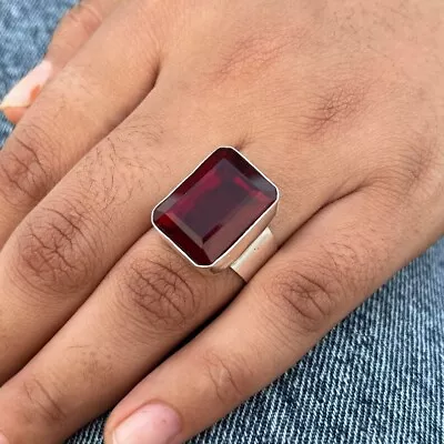 Garnet Ring Solid925 Sterling Band Silver &Statement Ring Handmade Ring All Size • $11.69