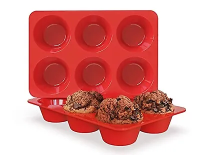 £6.99 • Buy 2x 6 SILICONE LARGE MUFFIN YORKSHIRE PUDDING MOULD CUPCAKE BAKING TRAY BAKEWARE