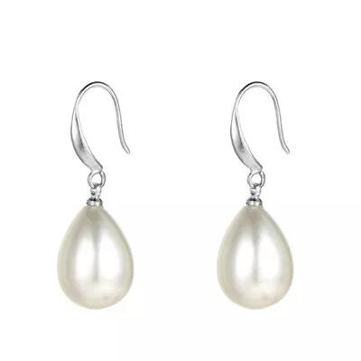 $12.95 • Buy 925 Sterling Silver 8mm Freshwater Waterdrop Pearl Dangle Drop Earrings Box PE27