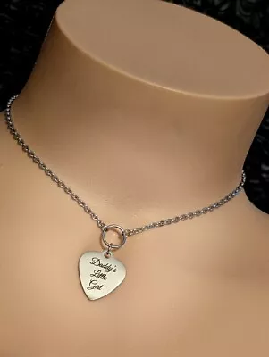 Stainless Steel Heart Day Collar Choker * Daddy's Little Girl * BDSM Kink Ddlg  • $25