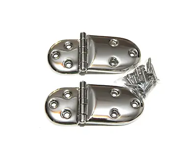 Antique Ice Box Hinge Nickel Plated 3/8  Offset Heavy Brass Pair • $39.98