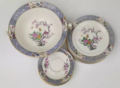 Vintage Lenox MING Chinese Pattern Porcelain Serving Bowl & Plates Lot Of 11 Pcs • $75