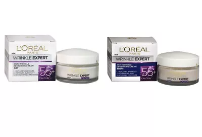 TWIN PACK L'Oreal Paris Wrinkle Expert 55+ Day Cream AND Night Cream 50ml Each • £9.99