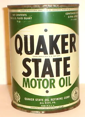 Vintage Quaker State One Quart Tin / Metal Motor Oil Can • $32