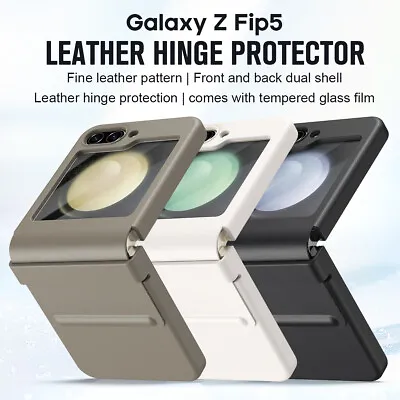 For Samsung Galaxy Z Flip 5 4 3 5G Luxury Hinge PU Leather Case Shockproof Cover • $21.03