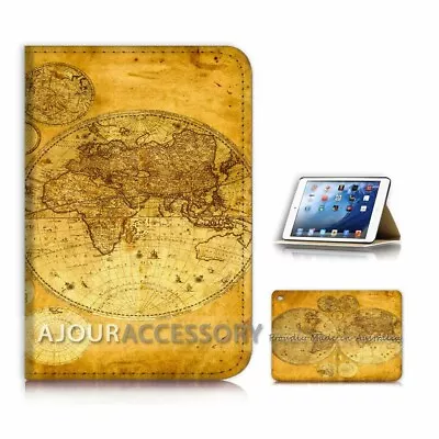 ( For IPad Mini 4 Gen 4 ) Flip Case Cover AJ40199 World Map • £9.91