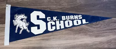 Vintage Felt Pennant C.K. BURNS SCHOOL SACO MAINE.  24 Inches Long • $11.99