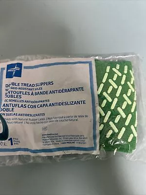 Medline New Double Tread Slippers Socks Medium Non Skid Latex Free (Green) • $5.99