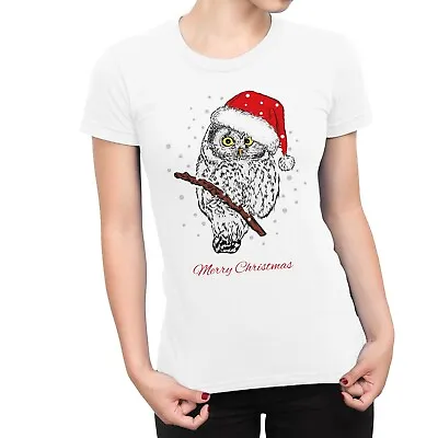1Tee Womens Owl Merry Christmas Animal T-Shirt • £7.99
