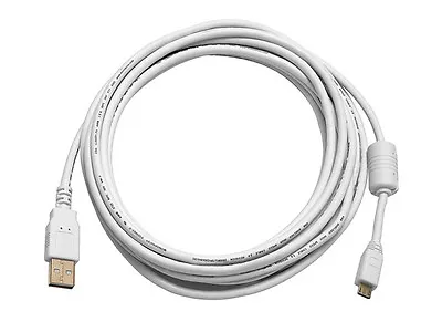 15ft USB 2.0 A Male To Micro 5pin Male Cable W/ Ferrite Core Gold White 8643 • $4.25