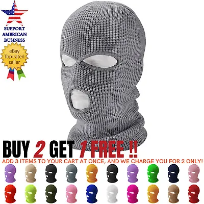 Face Mask Ski Mask Winter Cap 3 Hole Balaclava Beanie Hat Hood Tactical Warm Men • $7.75