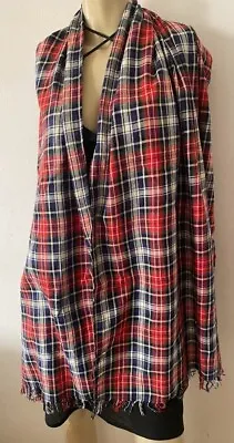 Scotch & Soda Amsterdam Couture Plaid Check Cotton Large Scarf Shawl Wrap 68 X25 • £4.99