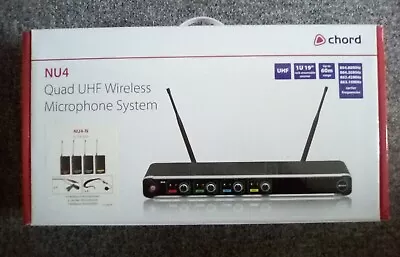 NEW Chord NU4 Quad Wireless Microphone System UHF Lapel And Headset Licence Free • £230