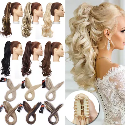 $14.40 • Buy Jaw Ponytail Clip In Hair Extension Claw On Pony Tail One Piece Wavh Straight US
