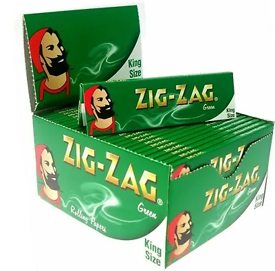 10 25 50 Zig Zag King Size Green Smoking Cigarette Rolling Papers Genuine • £7.90