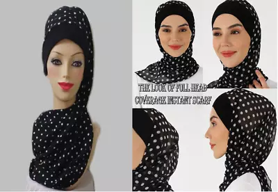 Hijab Beautiful  Instant Scarf  Made Of 14 WX68 L Black And White • £11.56