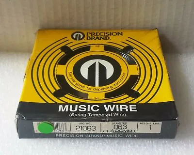 Music Wire Precision Brand .063 Diameter 1 Lb New 21063 Made In USA 1.600 Mm  • $35.56