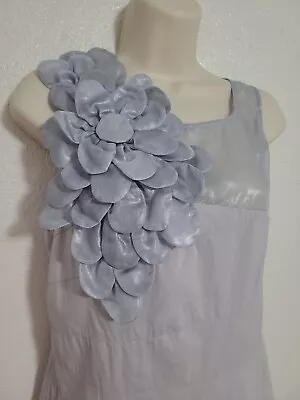 Minuet One Shoulder Flower Appliqué  Cocktail Party Formal Grey Dress Size Large • $16