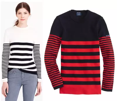 Saint James X J Crew Collab Nauplie Sweater Breton Striped Navy Red Sz XS $299 • $90