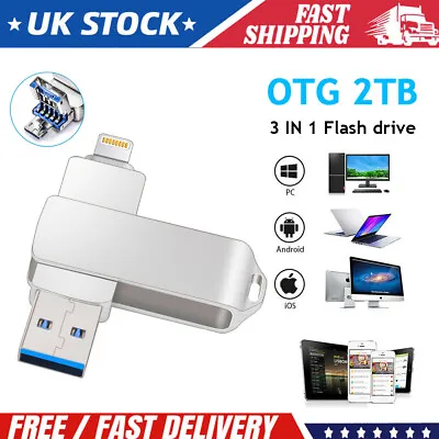 2TB 1TB USB 3.0 Flash Drive Thumb U Disk Memory Stick For IPhone IPad Micro PC • £18.99