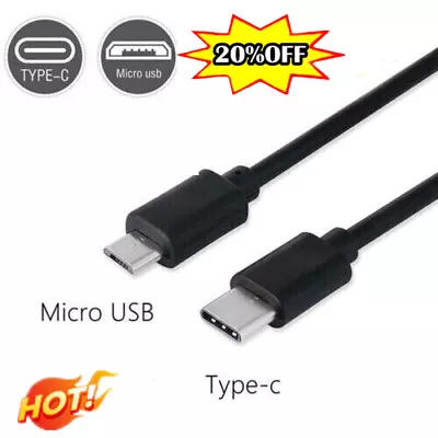 USB-C Type C To Micro USB Male Sync OTG Charge Data Transfer Cable Cord 0.3M 1MS • £2.21