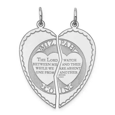 Sterling Silver Rhodium-plated Breakapart Mizpah Charm 0.6 X 1.2 In • $83.04