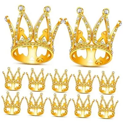  12 Pieces Mini Crowns For Flower Bouquets Mini Crown Cake Topper Gold • $26.11
