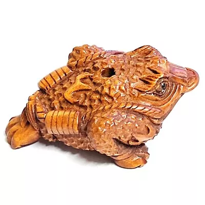 YJ1116 - 20 Years Old 1.5  Hand Carved Boxwood Ojime Bead: Wealthy Toad • £23.99