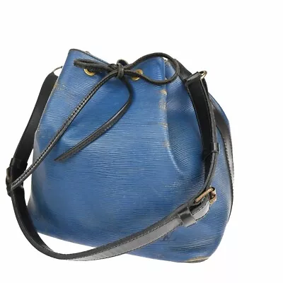 LOUIS VUITTON Petit Noe Bicolor Shoulder Bag Epi Leather Blue BK M44152 02YE053 • $168