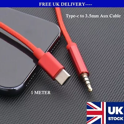 For IPhone 15 Plus Pro Max USB Type-C To 3.5mm Aux Audio Jack Cable Adapter Lead • £3.95