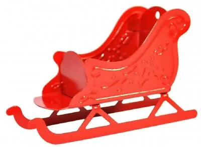 Dolls House Red Traditional Christmas Sleigh Metal Miniature Accessory 1:12 • $5.60