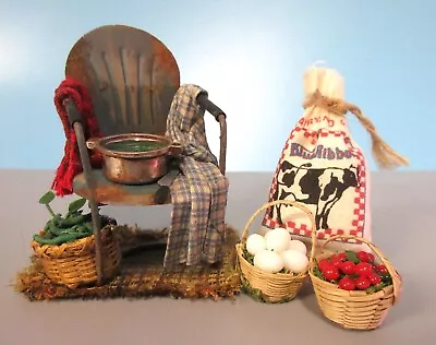 Dollhouse Miniature Accessories 1:12  Metal Chair Beans Cherries Eggs Feed Lot#7 • $32.99