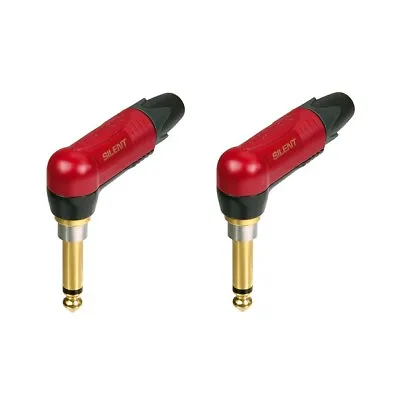 (2 Pack) Neutrik NP2RX-AU-SILENT Right Angle 1/4  Plug Gold Contacts & Red Shell • $30.50