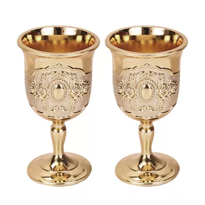 2pcs Vintage Engraved Metal Wine Goblets Gothic Gift • $12.91