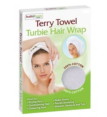 100% Cotton  Terry Turban Towel Wrap - After Shower Hair Turbie - For Wet Hair • £4.25