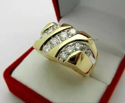 2 CT Round Simulated Diamond Men's Pinky Engagement Ring 925 Silver Gold Plated • $89.12