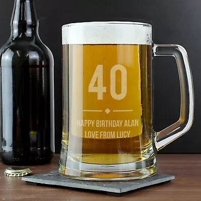 Personalised Tankard Beer Glass ( Any Age ) 18th 21st Birthday Gift For Him - UK • £14.99