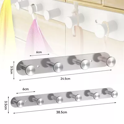 Stainless Steel Self Adhesive Wall Hook Stick Hanger Bathroom Kitchen Door UK • £6.99