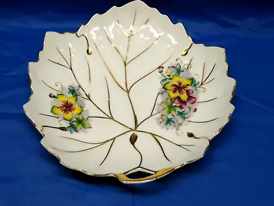 Vtg UCAGCO China Hand Painted Leaf Shaped Floral Design Decorative Plate Japan • $6.50