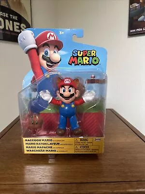 Nintendo Super Mario Raccoon Mario With Leaf 4  Figure Brand New Jakks Pacific • $9.99