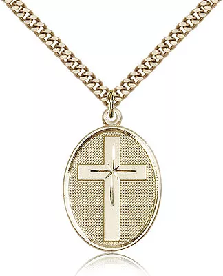 Gold Filled Cross Necklace For Men On 24 Chain - 30 Day Money Back Guarantee • $229.50