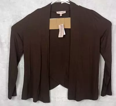 Philosophy Republic Women Large Solid Brown Crossover Cardigan Sweater L/S New • $27.77