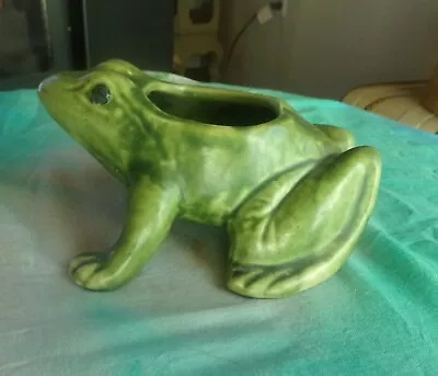 VINTAGE BRUSH McCOY POTTERY FROG PLANTER • $14